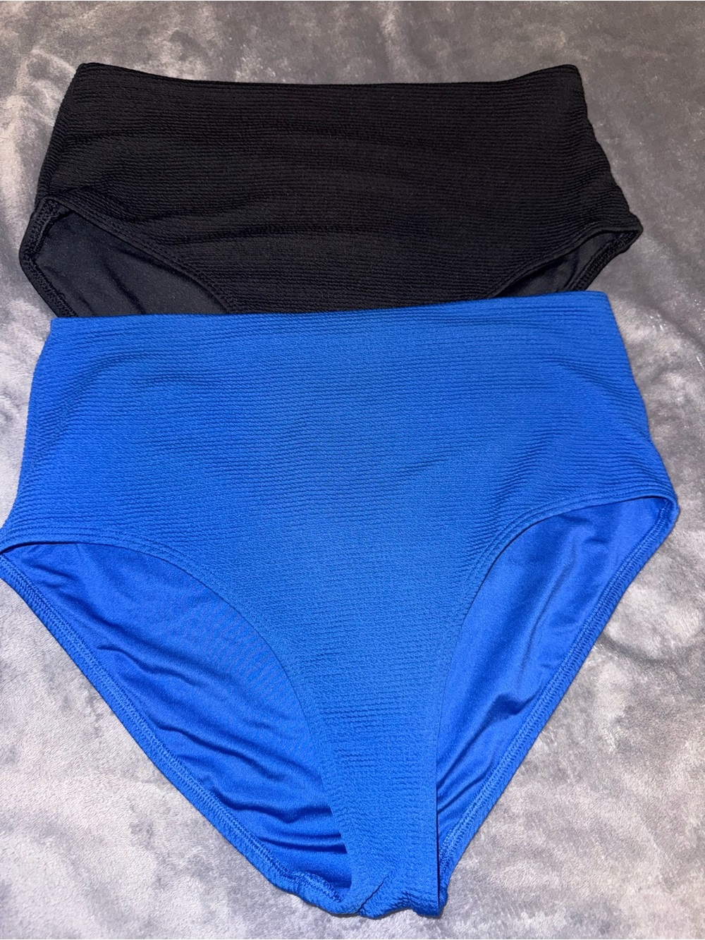High-Waisted Ribbed Swim Bottoms Large Old Navy Blue & Black